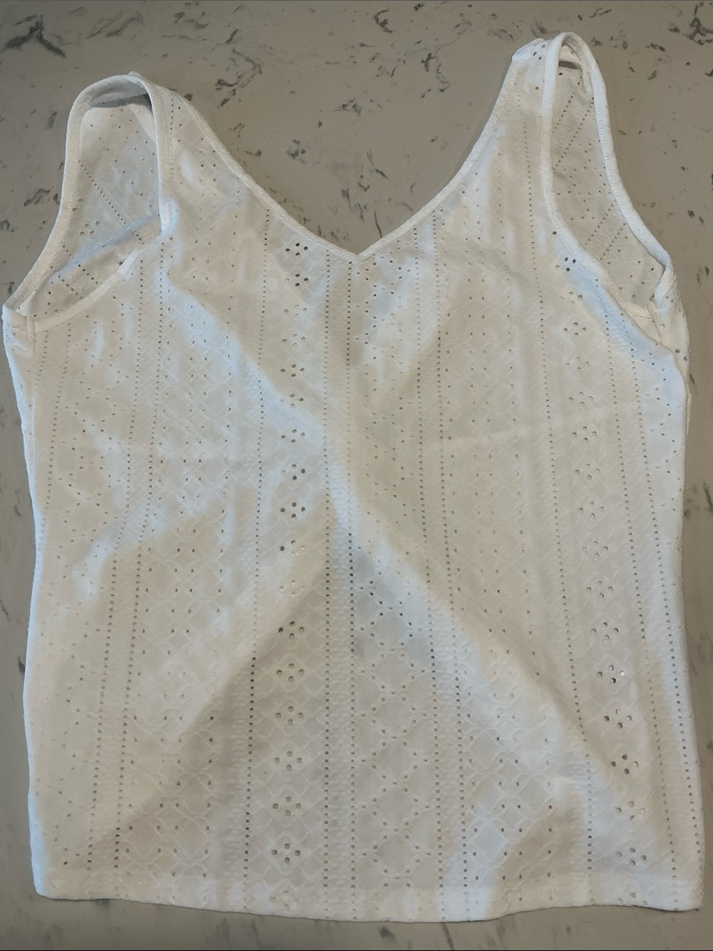 Women's White Eyelet V-Neck Camisole